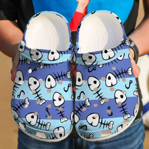 Fishing Fish Skeleton Pattern Classic Clogs Shoes