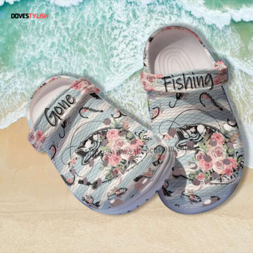 Fishing Flower Girl Croc Shoes Gift Mother Day Grandma- Hook Fishing Shoes Croc Clogs Gift Women