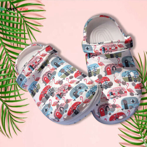 Flamingo Camping Bus Croc Shoes Gift Scout – Camping Flamingo Shoes Croc Clogs Gift Step Daughter