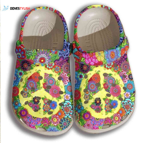 Floral Hippie Sign Shoes Clogs Women – Flower Custom Shoes Clogs Gifts For Son Daughter