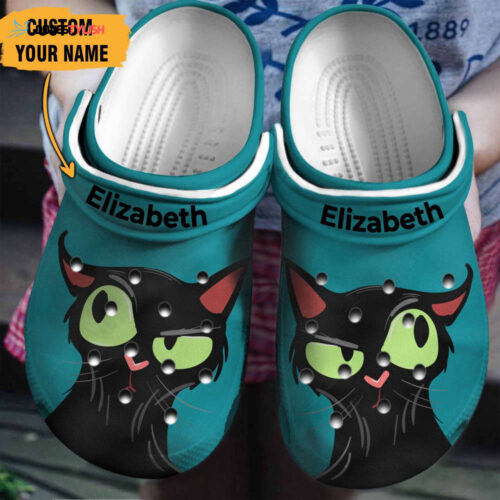 Funny Face Of Black Cat Personalized Shoes clogs Gifts Son Daughter