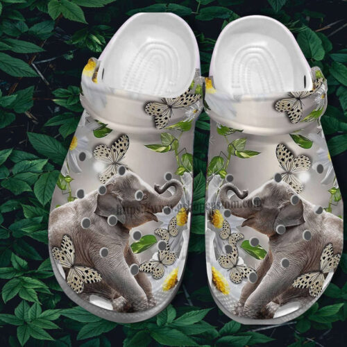 Gift Grandma Shoes Elephant Daisy Butterfly Shoes – Elephant Lover Croc Clogs Shoes Gift Mother Day 2022