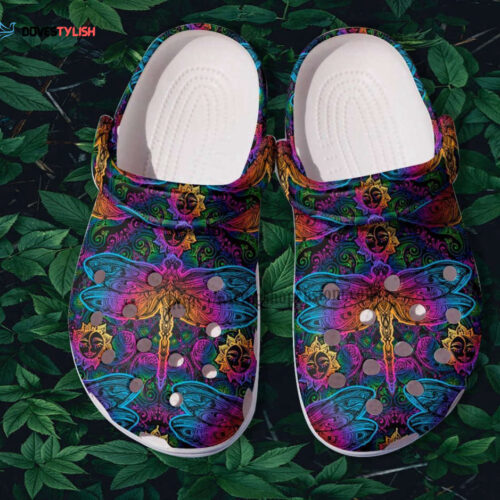Gift Step Daughter Shoes Dragonfly Hippie Boho – Dragonfly Rainbow Vintage Clogs Gift Women Birthday Day