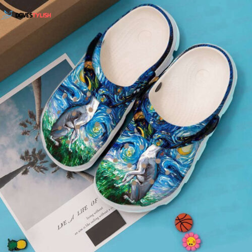 Greyhound Starry Night Classic Clogs Shoes