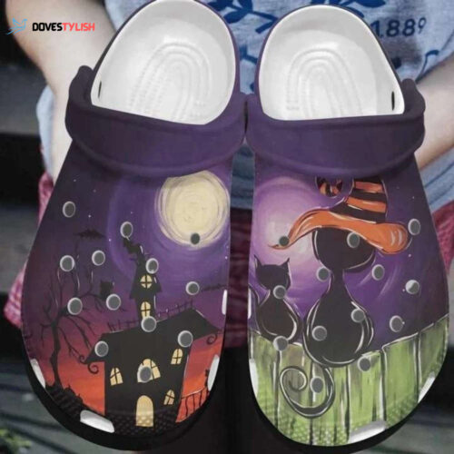 Halloween Black Cat Night Shoes Clogs Shoes