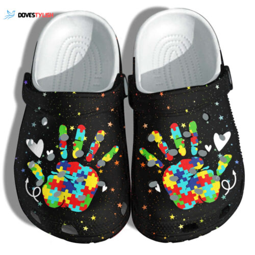 Hand Puzzle Autism Awareness Clogs Shoes Gifts Birthday Christmas