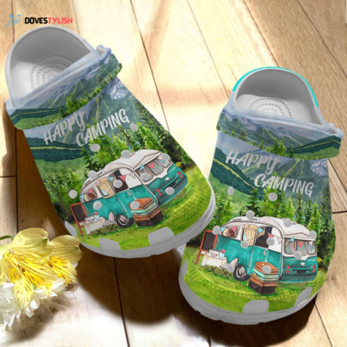 Happy Camping Green Shoes clogs Birthday Gift Men Women