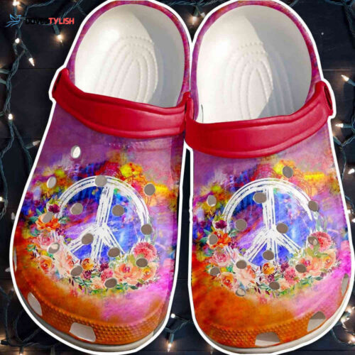 Hippie Peace Sign Symbol Shoes Crocbland Clogs Gifts Daughter