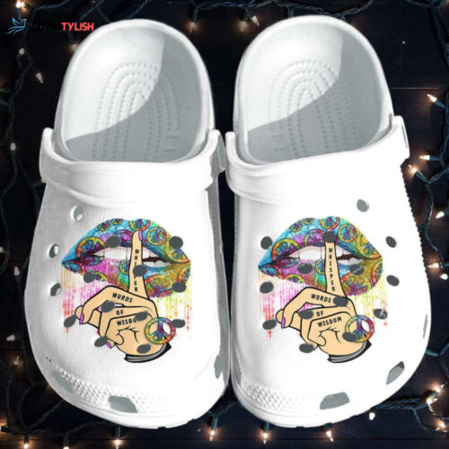 Hippie Rainbow Lip Peace Custom Shoes Clogs – Hippie Girl Whisper Words Outdoor Shoes Clogs