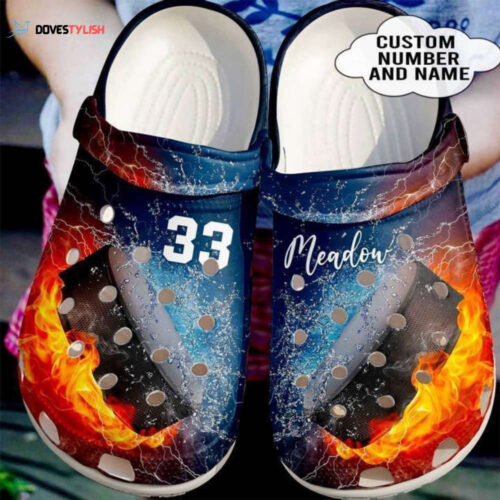 Hockey Personalized Fire And Water Classic Clogs Shoes