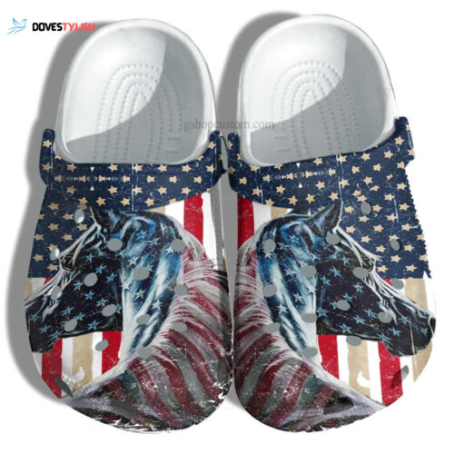 Horse America Usa Flag Shoes Horse Girl – 4Th Of July Horse Shoes Croc Clogs Men Women