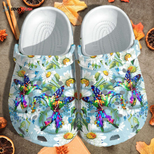 Humming Birds Autism Daisy Flower Style Shoes – Autism Awareness Shoes Croc Clogs Gifts Women Girl