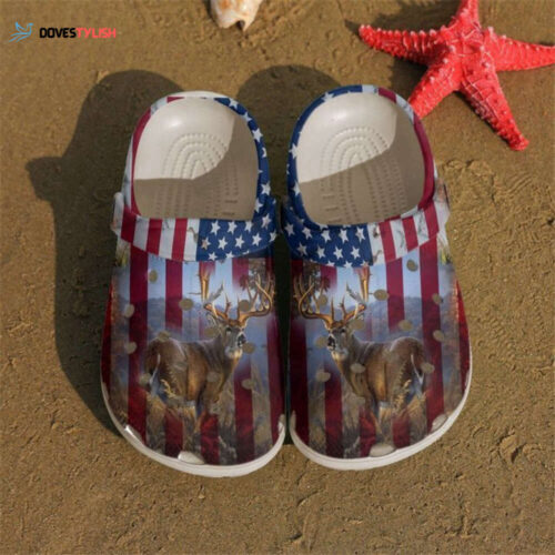 Hunting Flag Deer Classic Clogs Shoes
