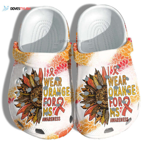 I Wear Orange Ms Awareness Shoes – Sunflower Leopard Orange Shoes Croc Clogs Gift Women