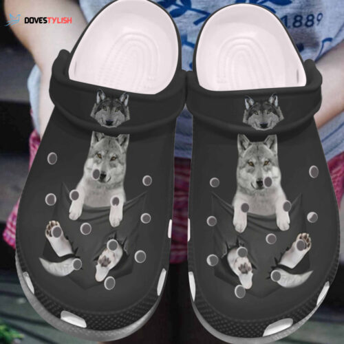 Little Wolf On Pocket Shoes – Cute Wolf clogs Gifts