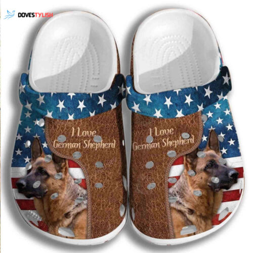Love German Shepherd Usa Flag Shoes Clogs – 4Th Of July Dogs Shoes Clogs