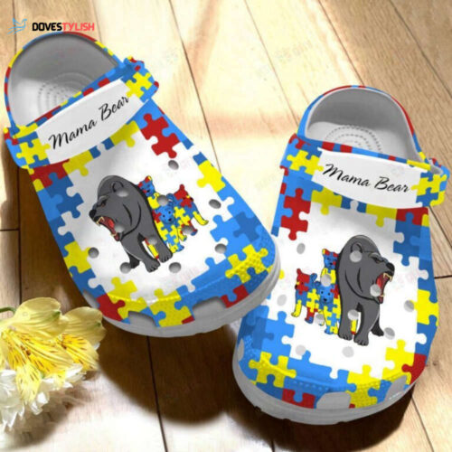 Mama Bear With Autism Awareness Shoes clogs Gifts Mother Days