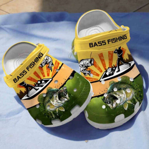 Man And Bass Fishing Clogs Shoes Birthday Christmas Gifts Men