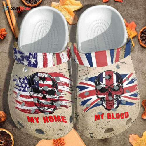 My Blood Uk My Home Usa Flag Custom Shoes Clogs Shoes Clogs Gift