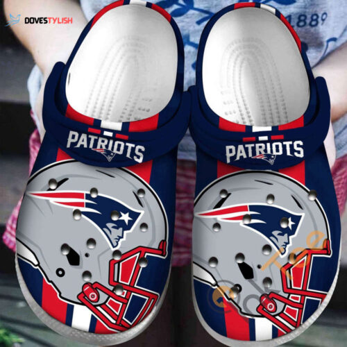 New England Patriots NFL 4 Football helmet Rubber Crocs Crocband Clogs Comfy Footwear T