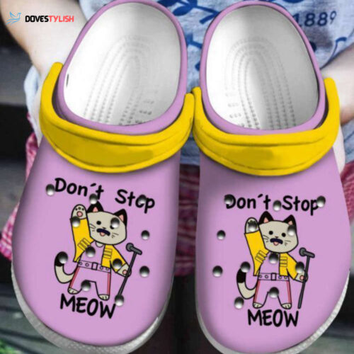 New Freddie Mercury Cat Dont Stop Meow Rubber Crocs Crocband Clogs Comfy Footwear TL9