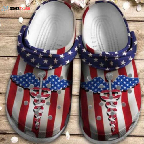 Nurse Symbol American Flag 4Th Of July Shoes Clogs