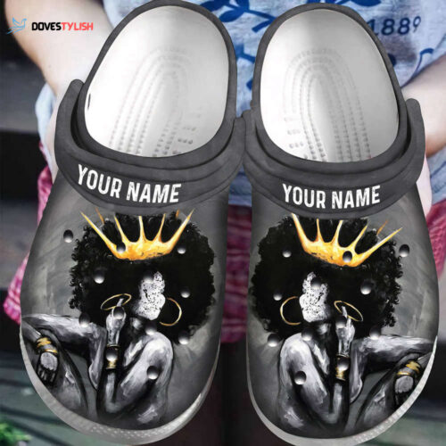 Personalized Black Queen African American Classic Clogs Shoes