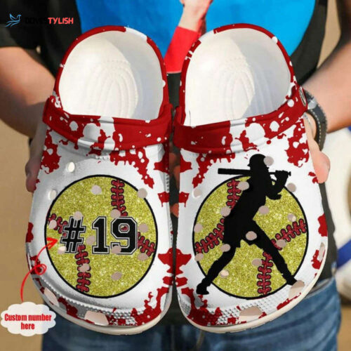 Personalized Number Softball Player Softball Lover Shoes Clogs