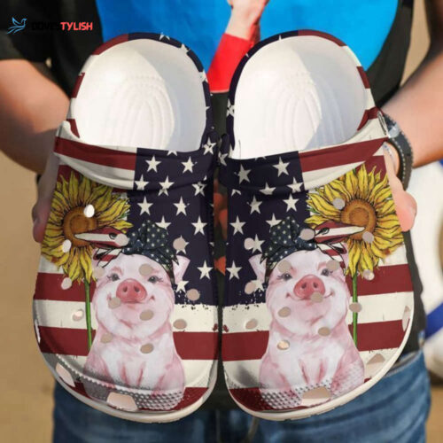Pig American Flag Classic Clogs Shoes