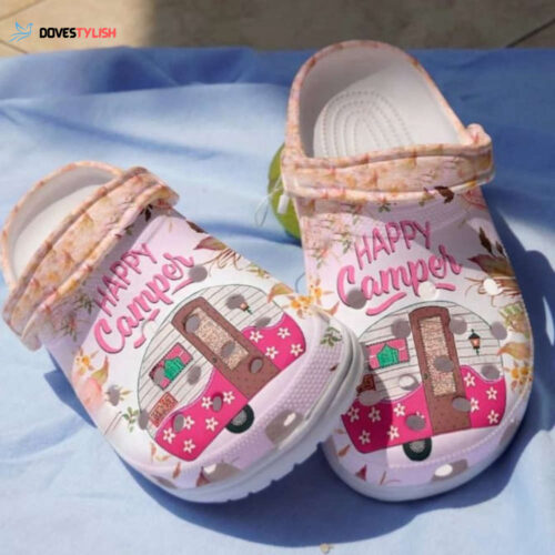 Pink Camping Bus Shoes – Happy Camper clogs Gift Women Girl