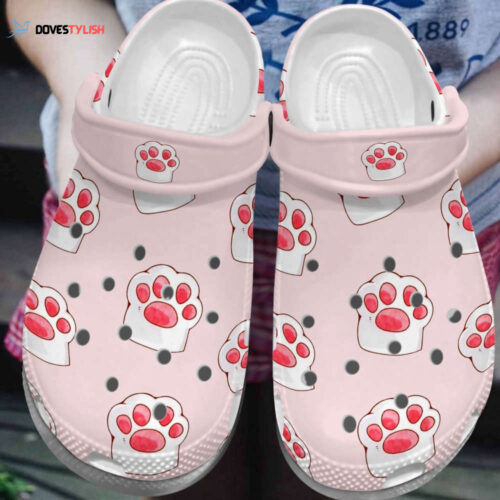 Pink Cat Foot Shoes Crocbland Clogs Birthday Gift