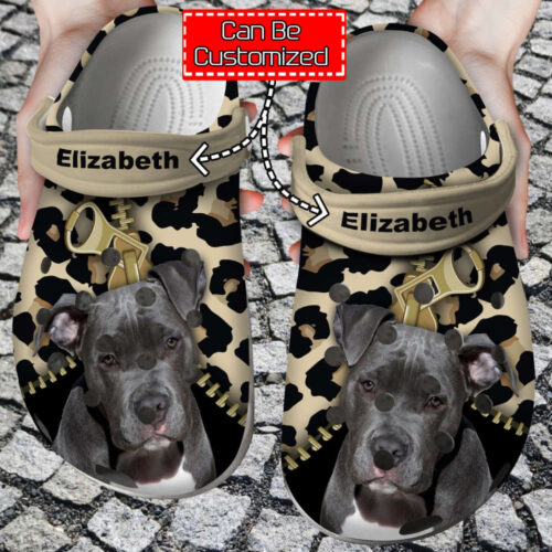 Pitbull Lovers Personalized Clogs Shoes With Leopard Pattern Dog