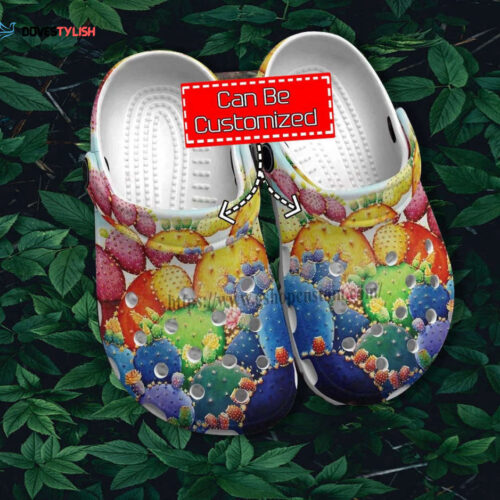 Rainbow Cactus Garden Boho Vintage Shoes Gift Women- Cactus Garden Lover Shoes Croc Clogs Customize
