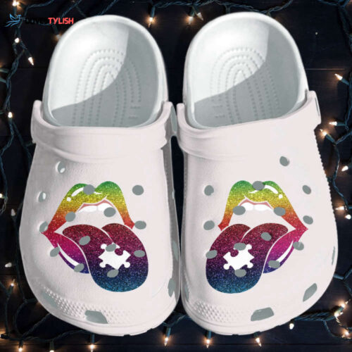 Rainbow Lip Tongue Be Kind Shoes – Autism Awareness clogs