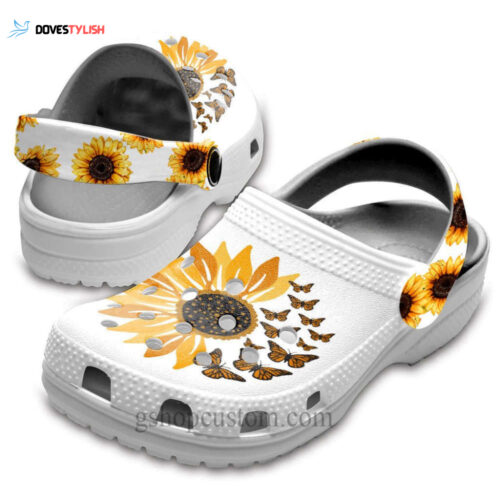 Sunflower Butterfly Shoes Clogs – Hippie Flower Be Kind Birthday Gift