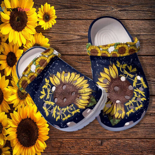 Sunflower Dragonfly Croc Shoes Clogs Gift Grandma Mother Day 2022