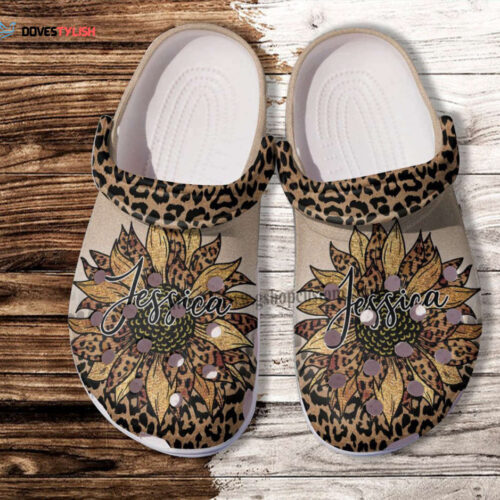 Sunflower Leopard Boho Shoes Gift Women Mother Day- Hippie Sunflower Leopard Shoes Croc Clogs Customize