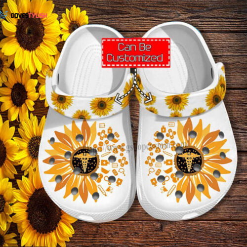 Sunflower Nurse Item Shoes Mother Day Gift Wife Grandma – Nurse Cna Medical Sunflower Shoes Croc Clogs Customize