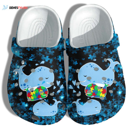 Whales Family Autism Awareness Shoes – Cute Whales Autism Puzzel Shoes Croc Clogs Gifts Women Daughter