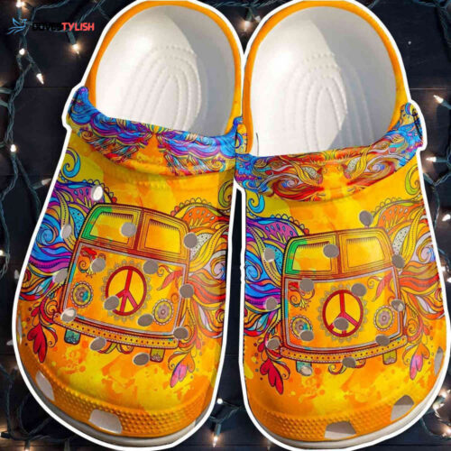 Yellow Car Hippie Shoes Clogs Men Women – Peace Bus Custom Shoes Clogs Gifts Son Daughter