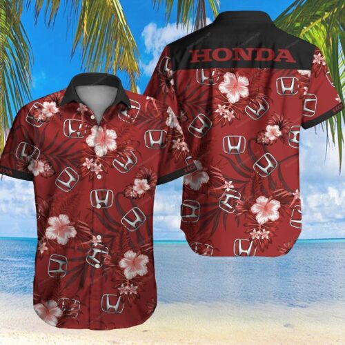 Honda Racing Floral Hawaiian Shirt Aloha Beach Summer S-5XL