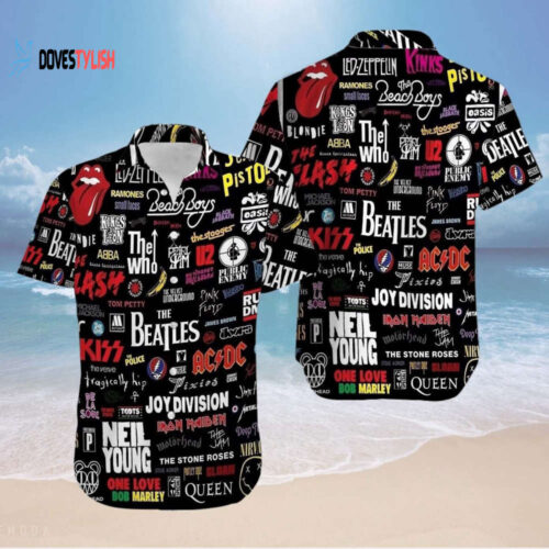 90s Music Stars Rock Band Collage Hawaiian Shirt Aloha Beach Summer Fanmade