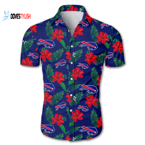Football American Buffalo Bills Tropical Flowers Short Sleeve Hawaiian Shirt