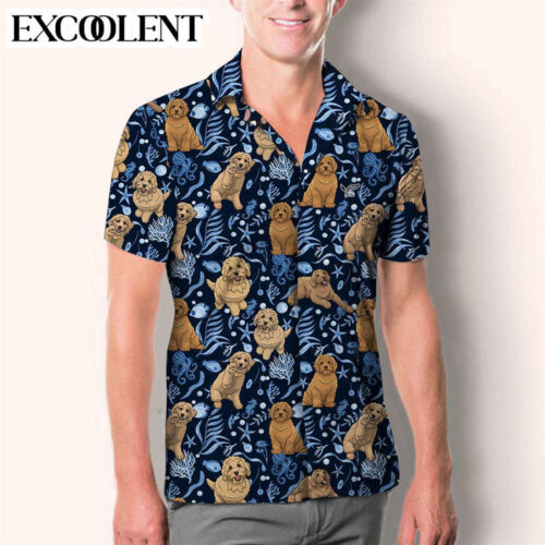 Goldendoodle Hawaiian Print Shirts – Mens Hawaiian Shirt – Short Sleeve Hawaiian Shirt