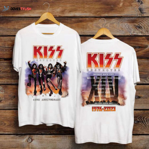 Kiss-Band T-shirt 2 Side Rock Destroyer-Album 45th Anniversary Fan Tee Gift