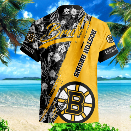 NHL Boston Bruins Hawaiian Shirt Short Pants For Fan