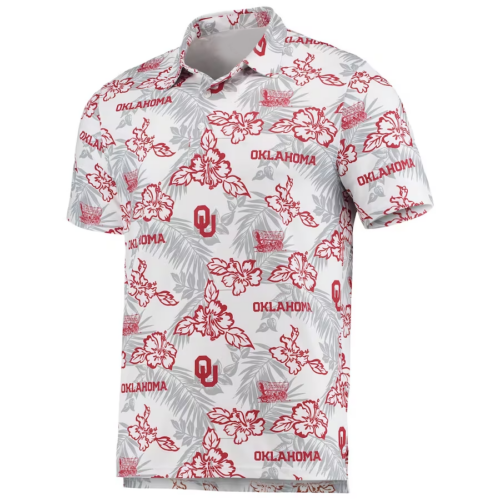 Oklahoma Polo Shirt For Men Sooners Shirt Tropical Flowers Hawaiian Shirt Beach