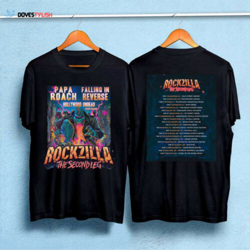 Rockzilla 2023 Tour Shirt, Rockzilla The Second Leg Tour 2023 Shirt, Papa Roach Falling In Reverse Tee