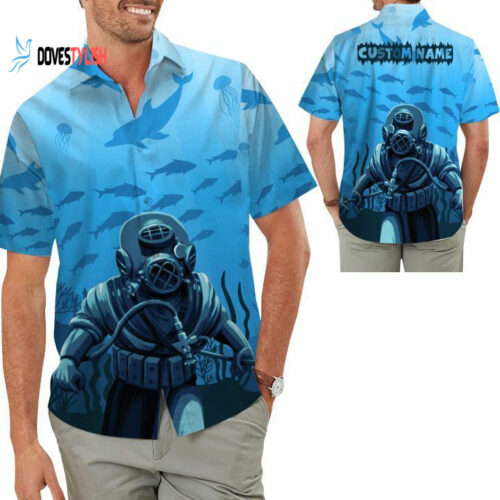 Scuba Diving Ocean Fish Custom Hawaiian Button Up Shirt For Deep Sea Divers