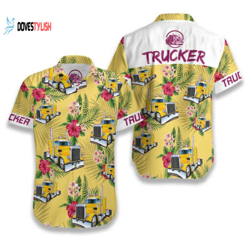 Trucker Truck Driver Button Up Hawaiian Shirt Yellow This Is How I Roll